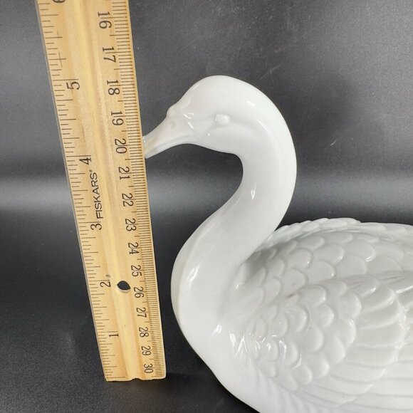 1960s Japanese Large Heavy White Ceramic Stoneware Duck Swan Bird Figurine Japan - Picture 2 of 10